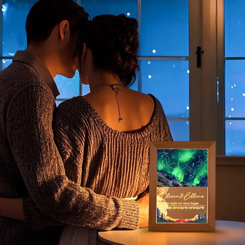 Star Map Wooden Lamp