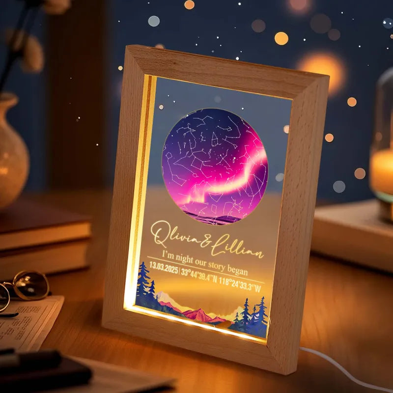 Star Map Wooden Lamp
