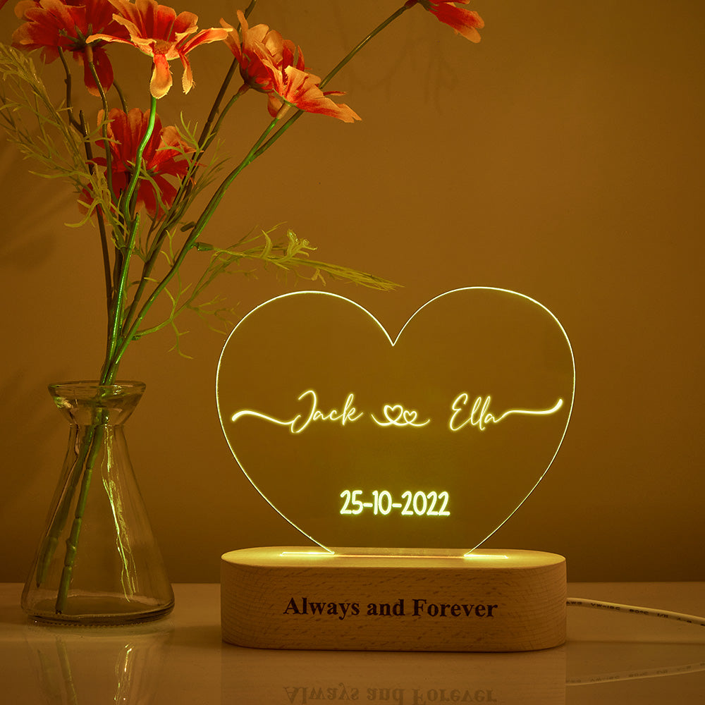 Heart Acrylic Plaque Night Light