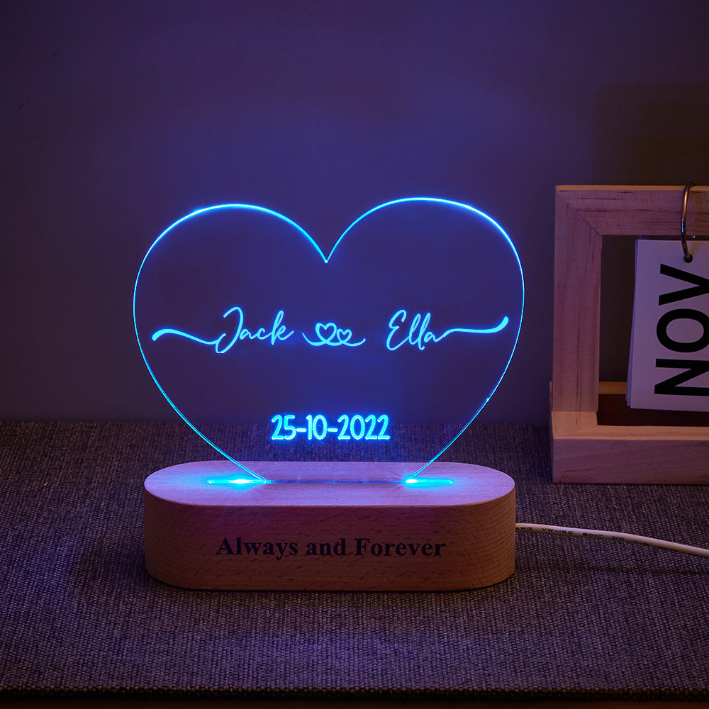 Heart Acrylic Plaque Night Light