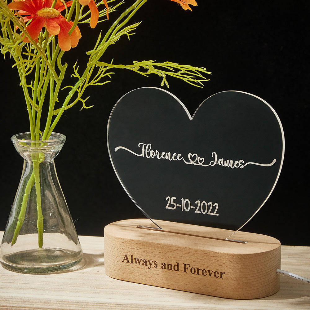 Heart Acrylic Plaque Night Light