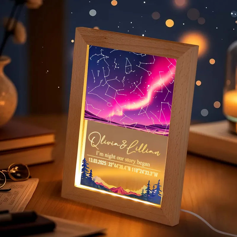 Star Map Wooden Lamp