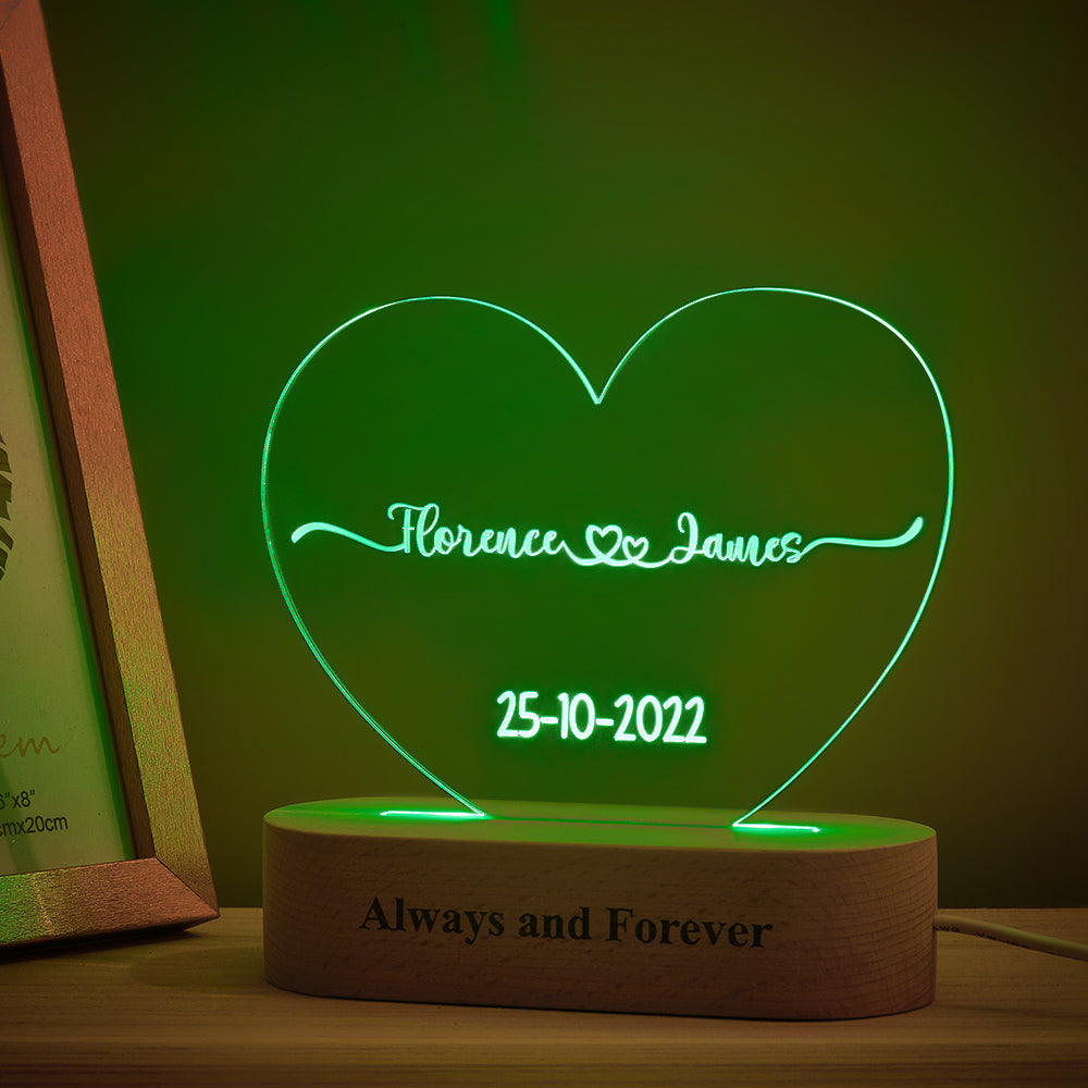 Heart Acrylic Plaque Night Light