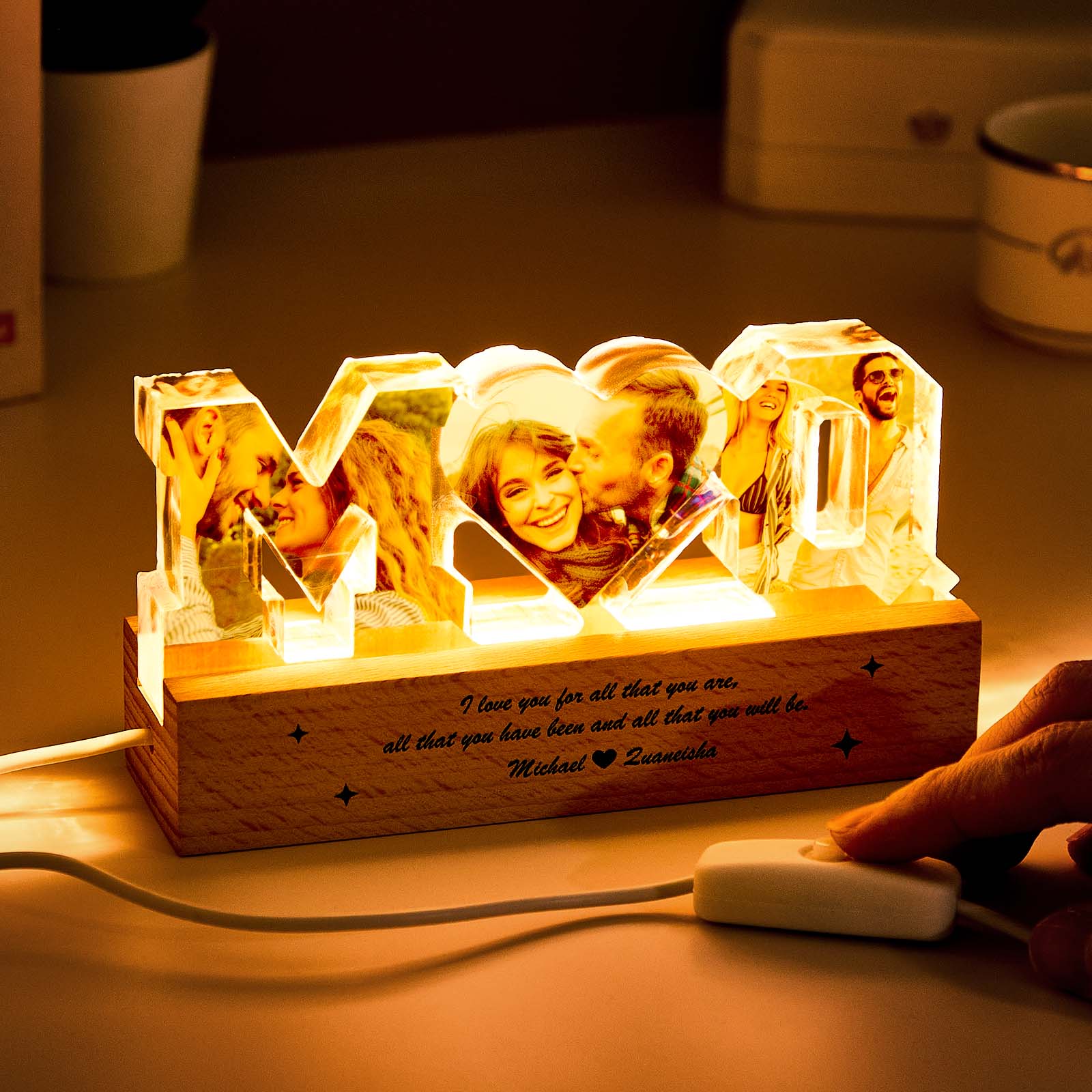 Couple Photo Collage Night Light