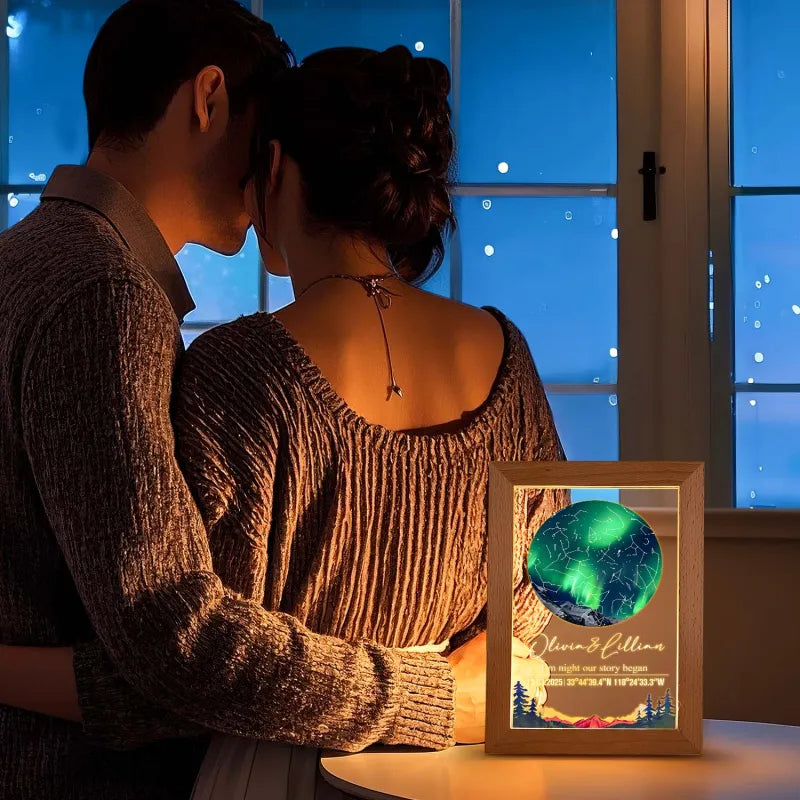 Star Map Wooden Lamp