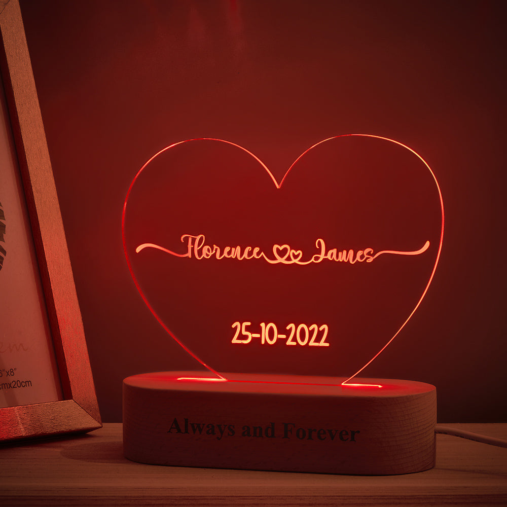 Heart Acrylic Plaque Night Light