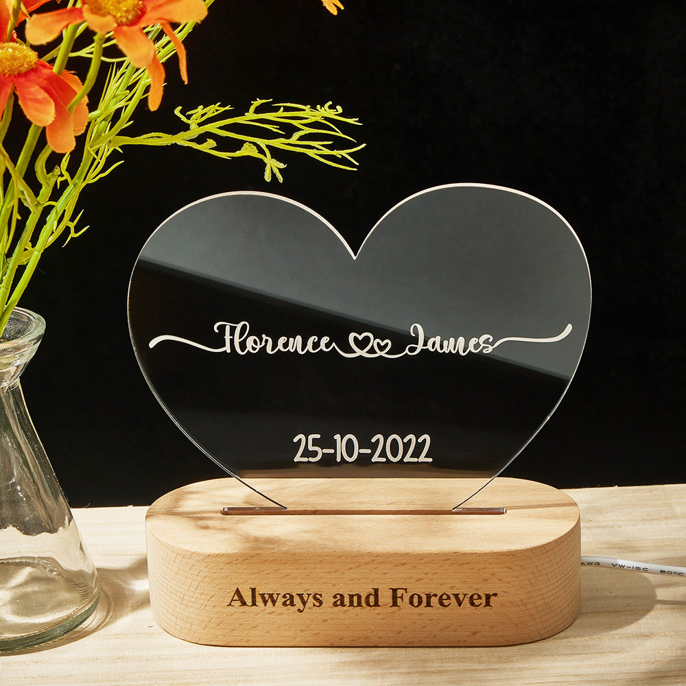 Heart Acrylic Plaque Night Light