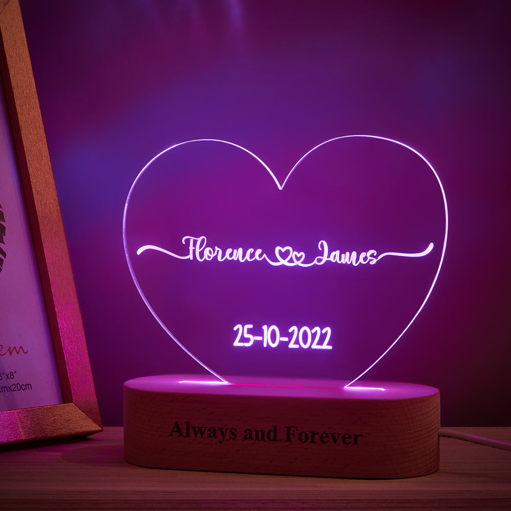 Heart Acrylic Plaque Night Light