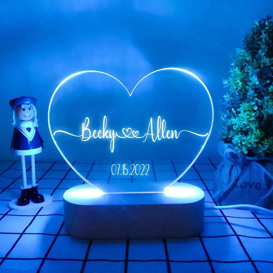 Heart Acrylic Plaque Night Light