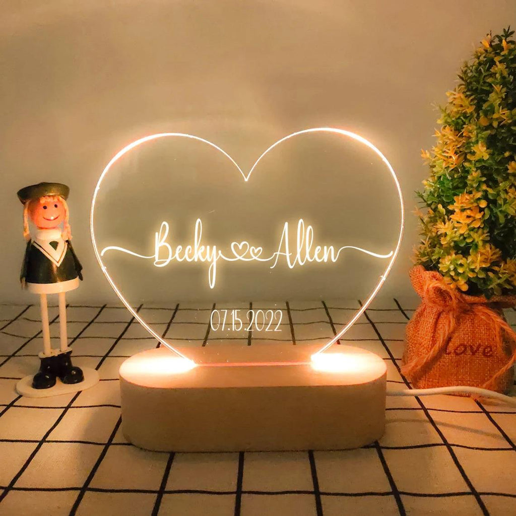 Heart Acrylic Plaque Night Light