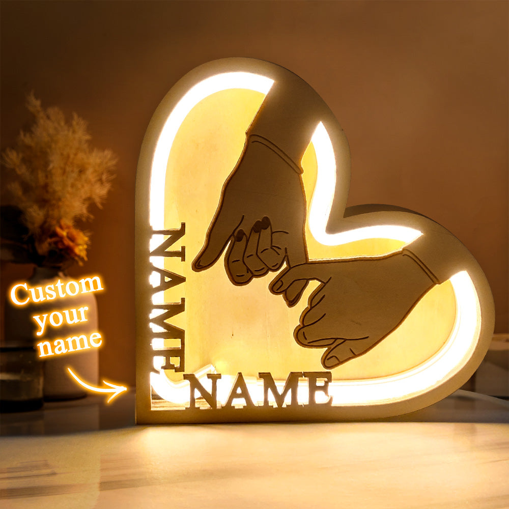 Wooden Hand In Hand Lamp