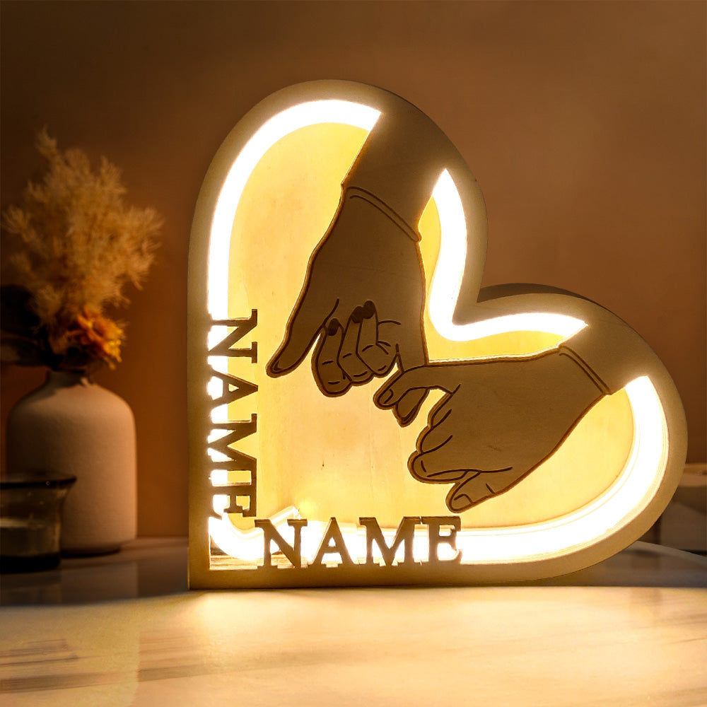 Wooden Hand In Hand Lamp