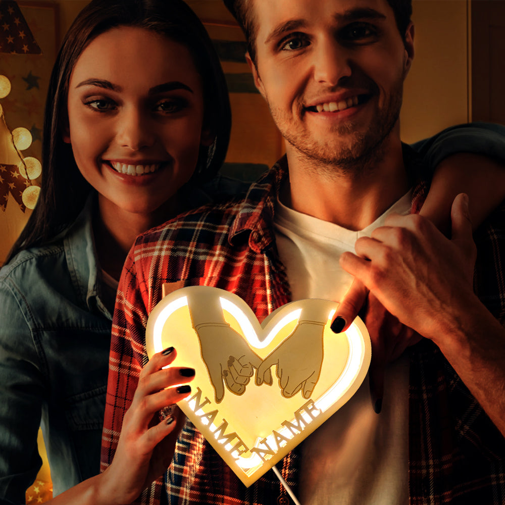 Wooden Hand In Hand Lamp