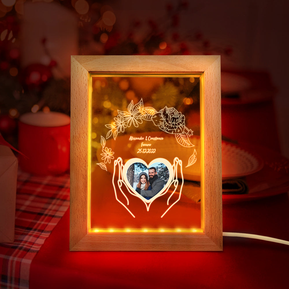 Wooden Flower Frame Lamp