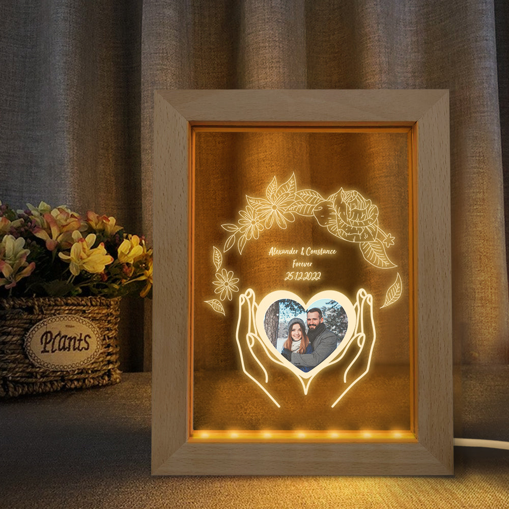 Wooden Flower Frame Lamp