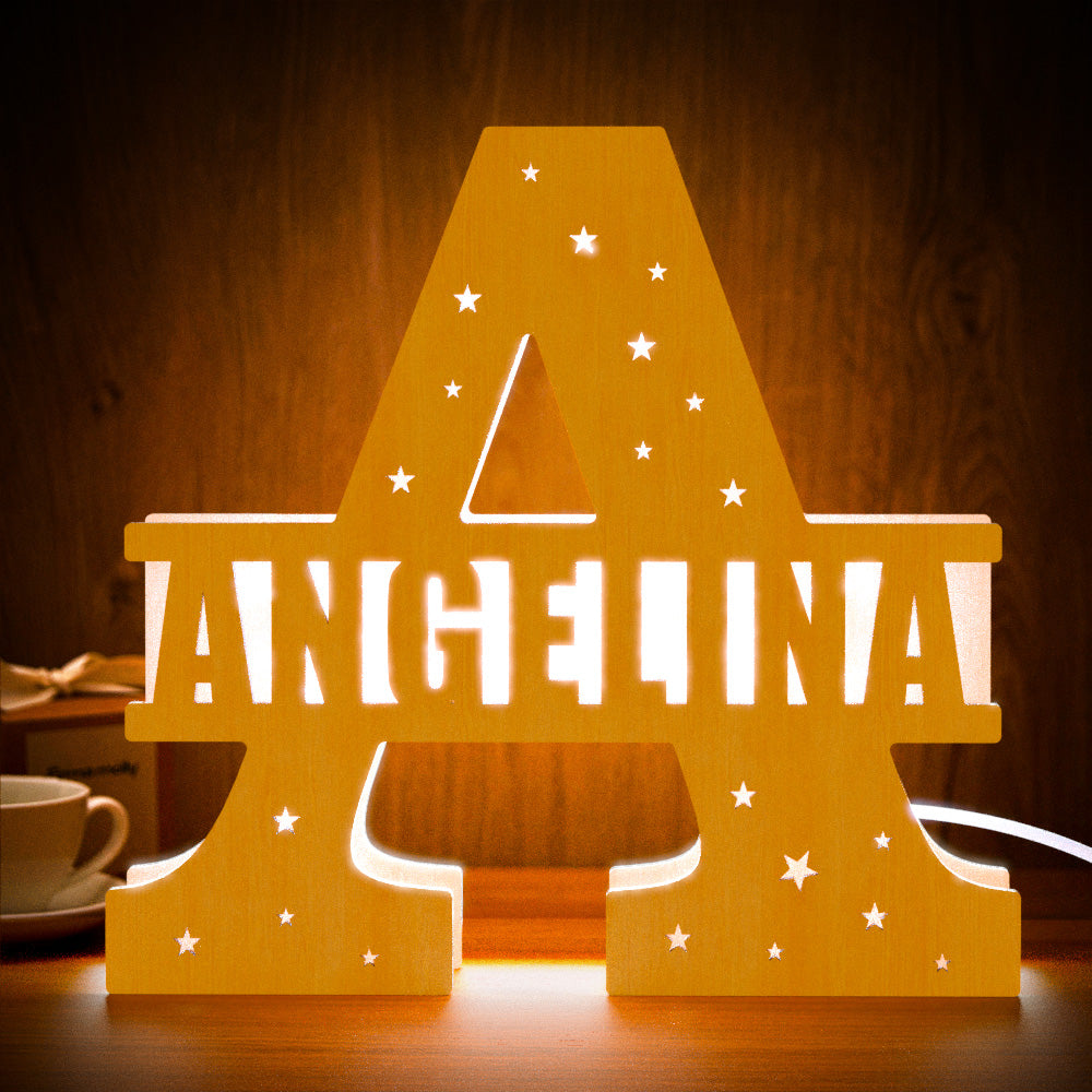Wooden Initial Name Lamp