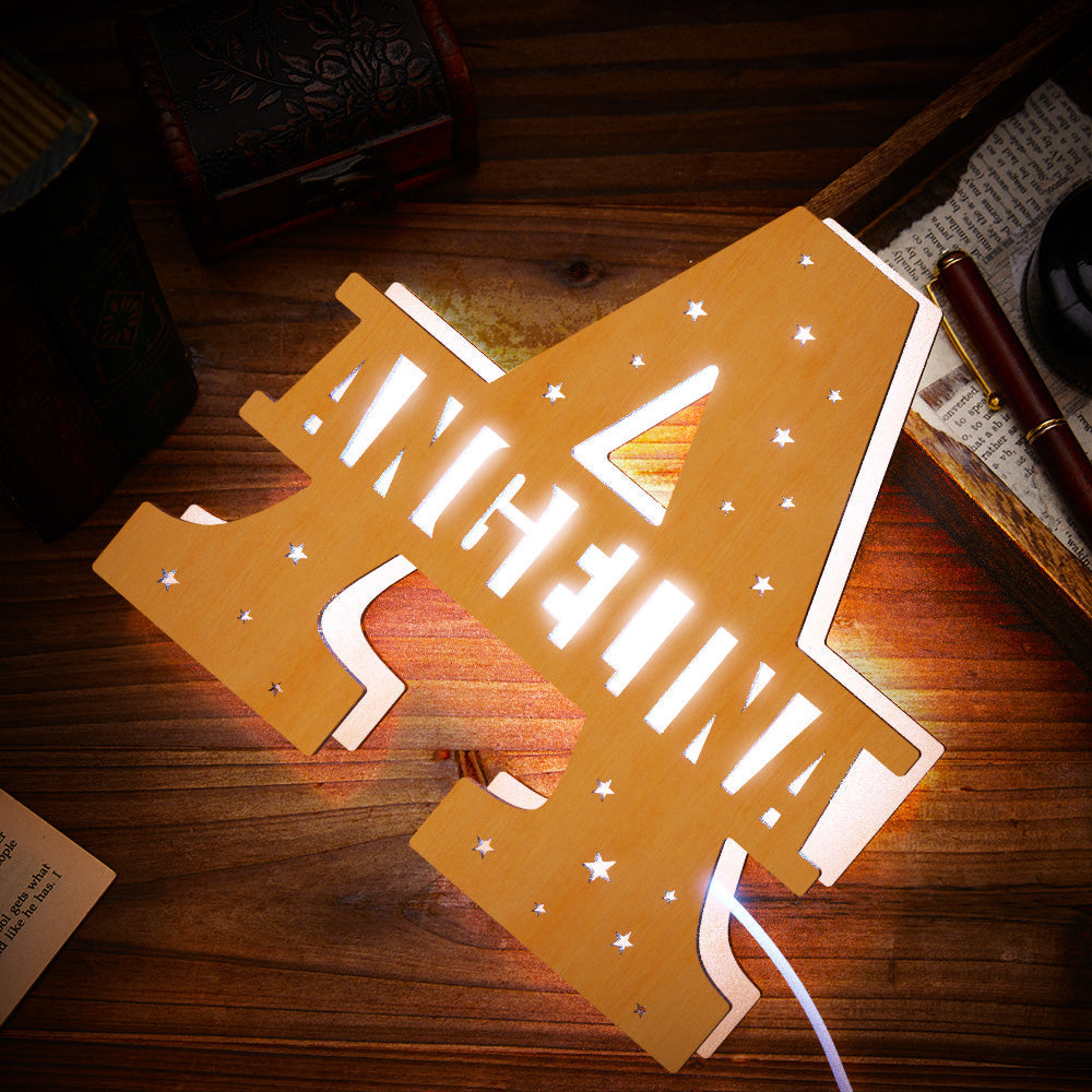 Wooden Initial Name Lamp