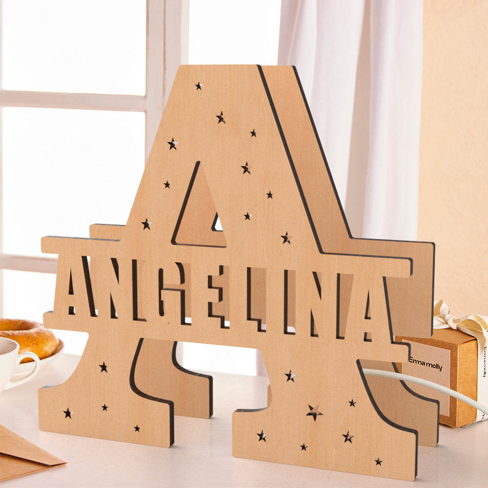 Wooden Initial Name Lamp