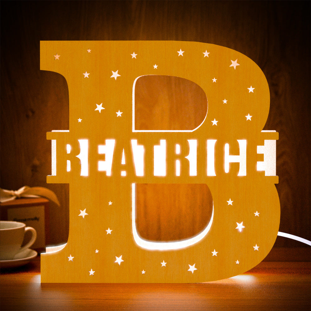 Wooden Initial Name Lamp