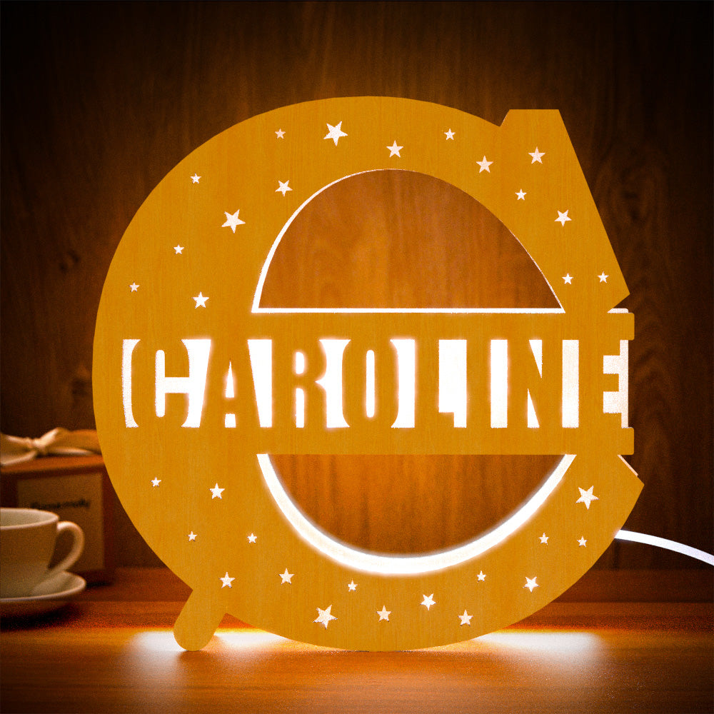 Wooden Initial Name Lamp