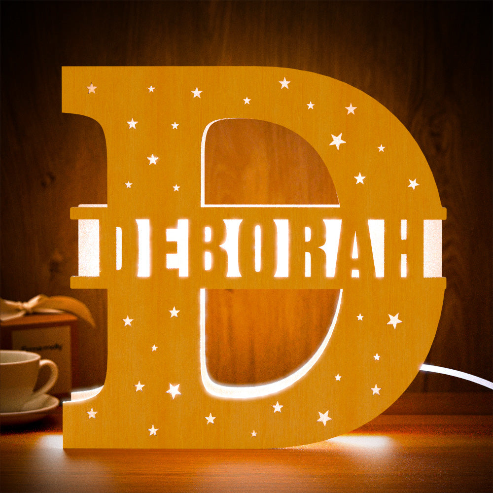 Wooden Initial Name Lamp