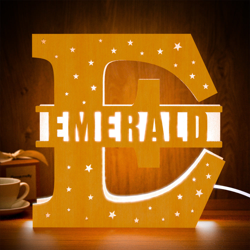 Wooden Initial Name Lamp
