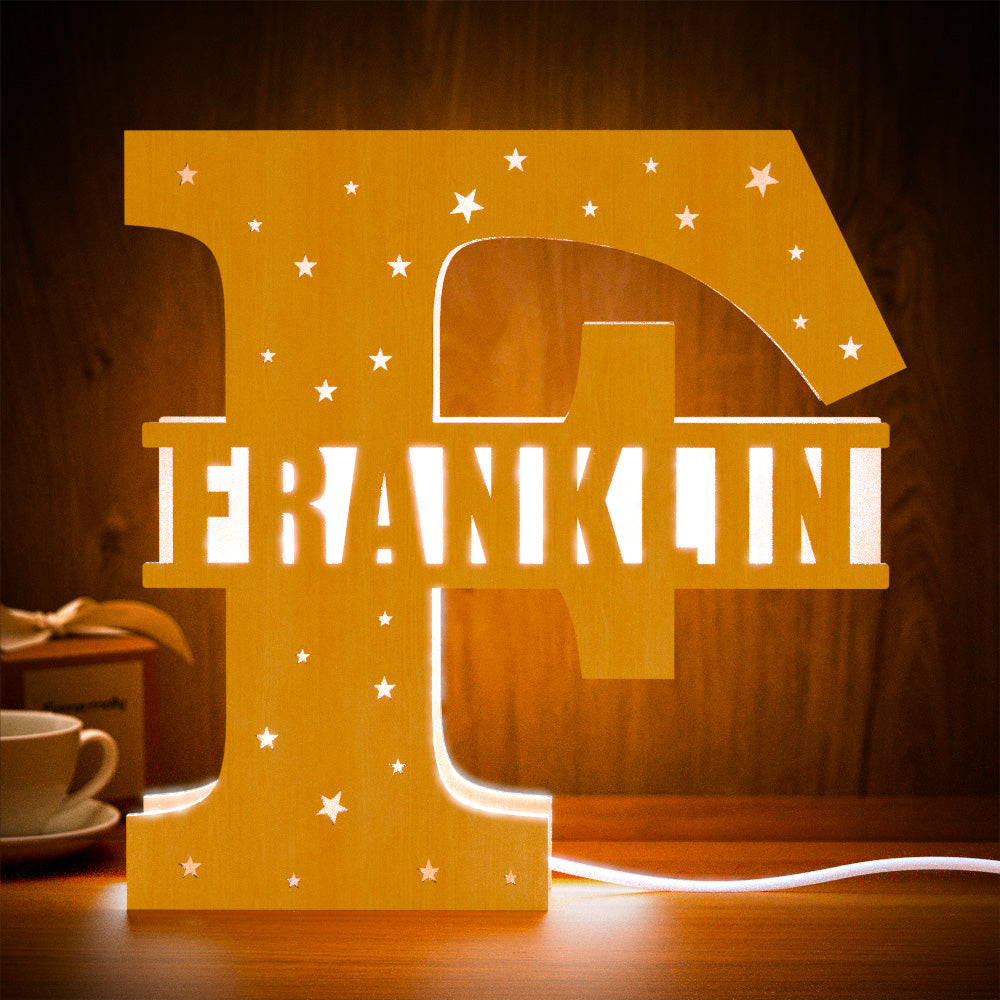 Wooden Initial Name Lamp