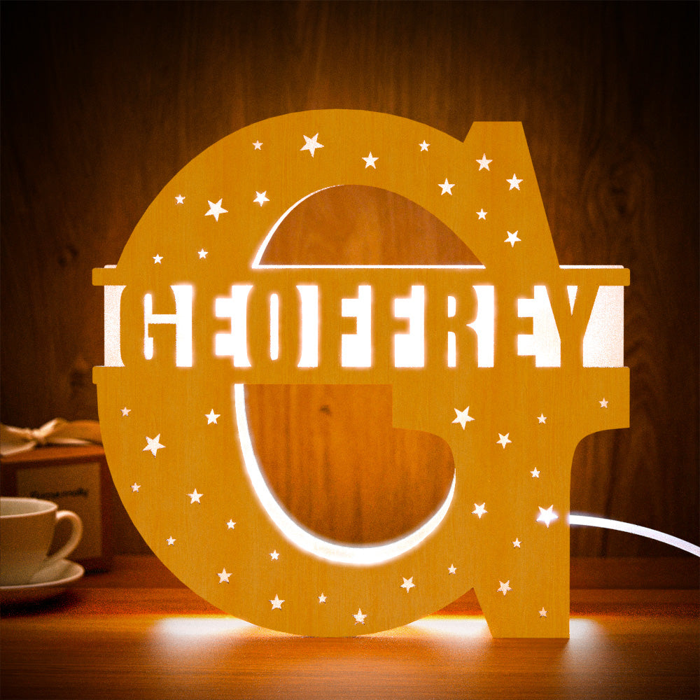 Wooden Initial Name Lamp