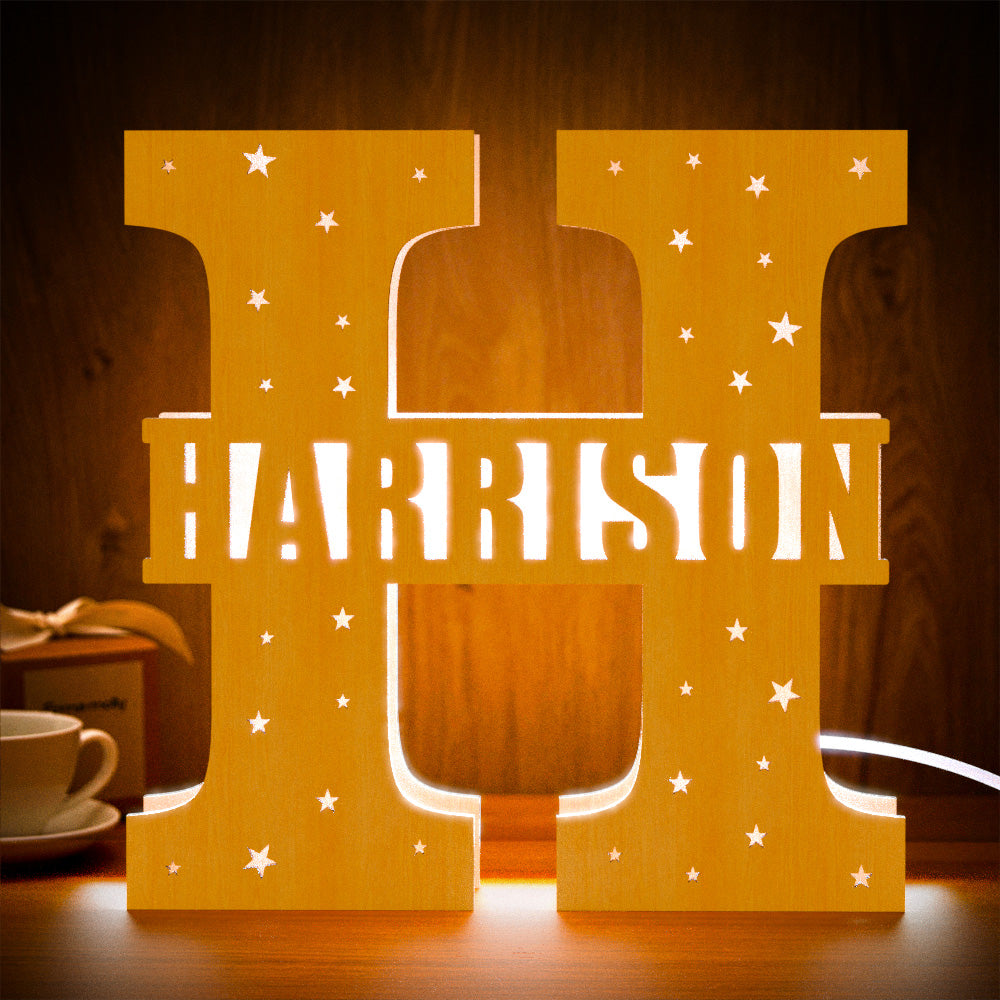 Wooden Initial Name Lamp
