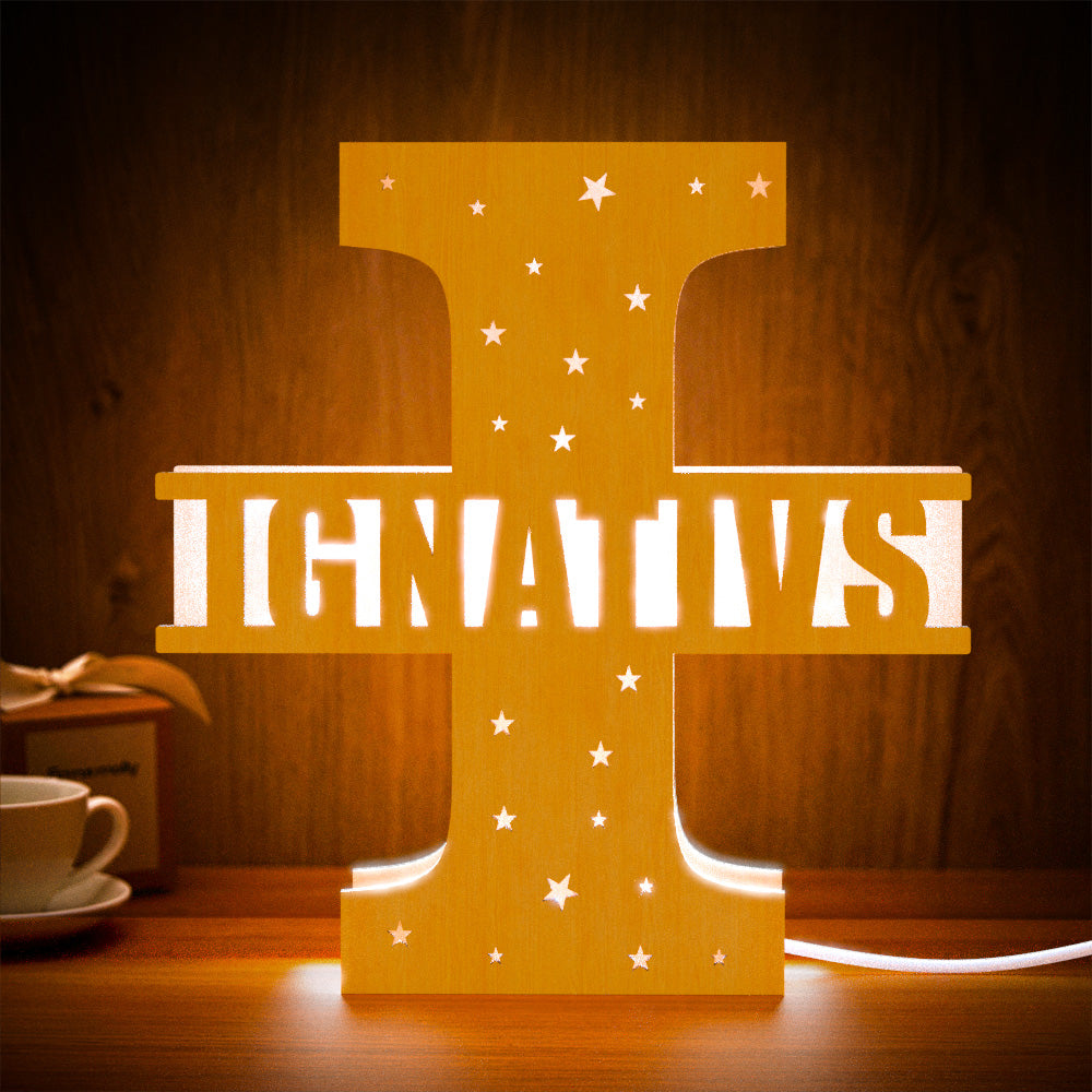 Wooden Initial Name Lamp