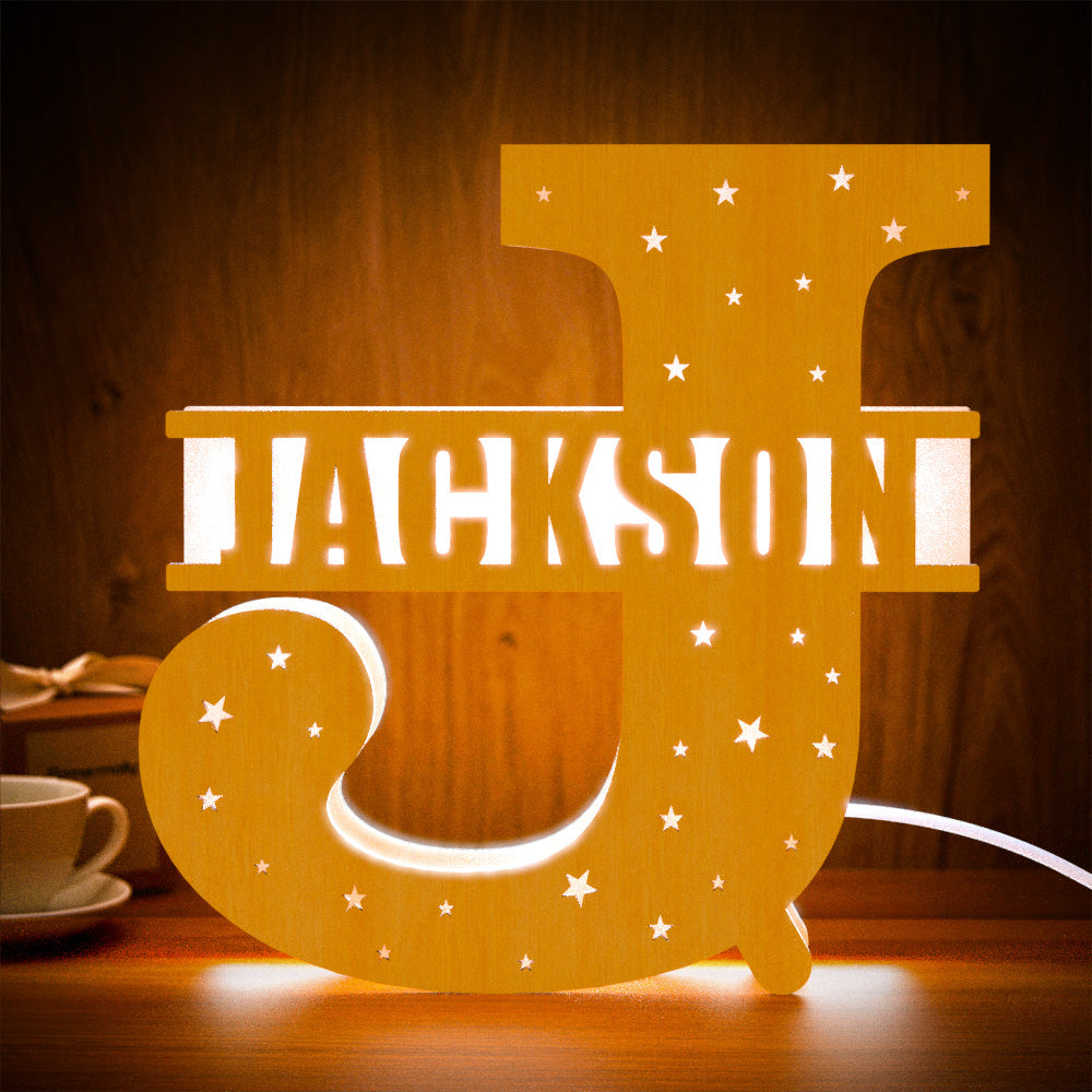 Wooden Initial Name Lamp