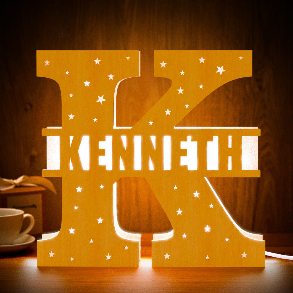 Wooden Initial Name Lamp
