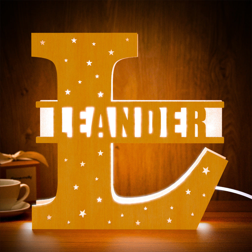 Wooden Initial Name Lamp