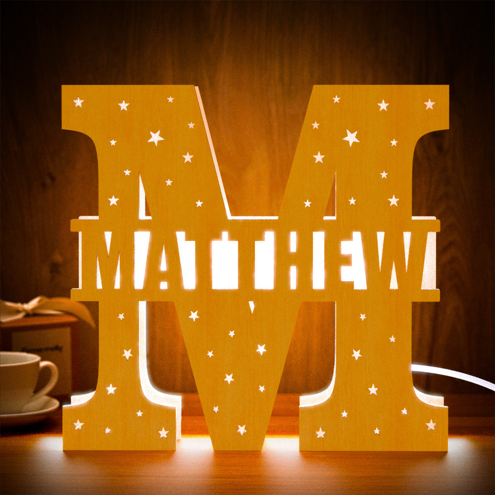 Wooden Initial Name Lamp