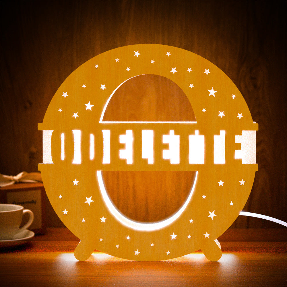 Wooden Initial Name Lamp