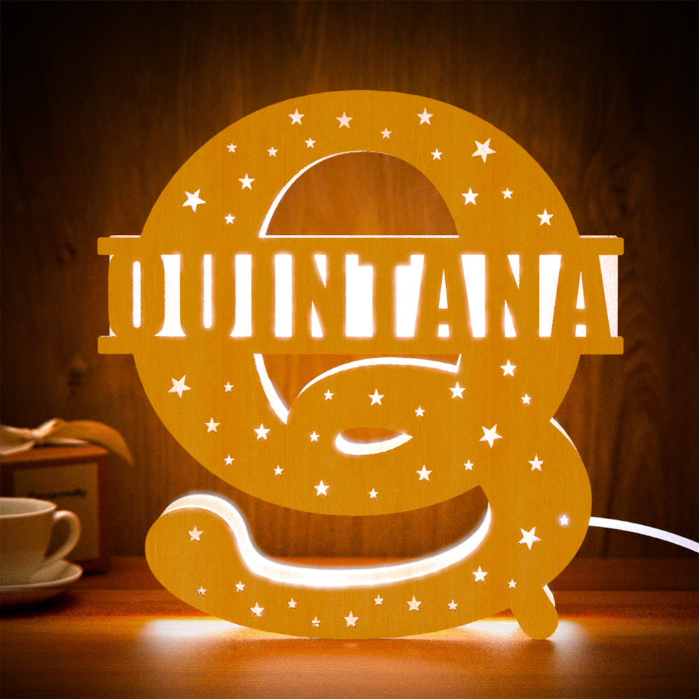 Wooden Initial Name Lamp