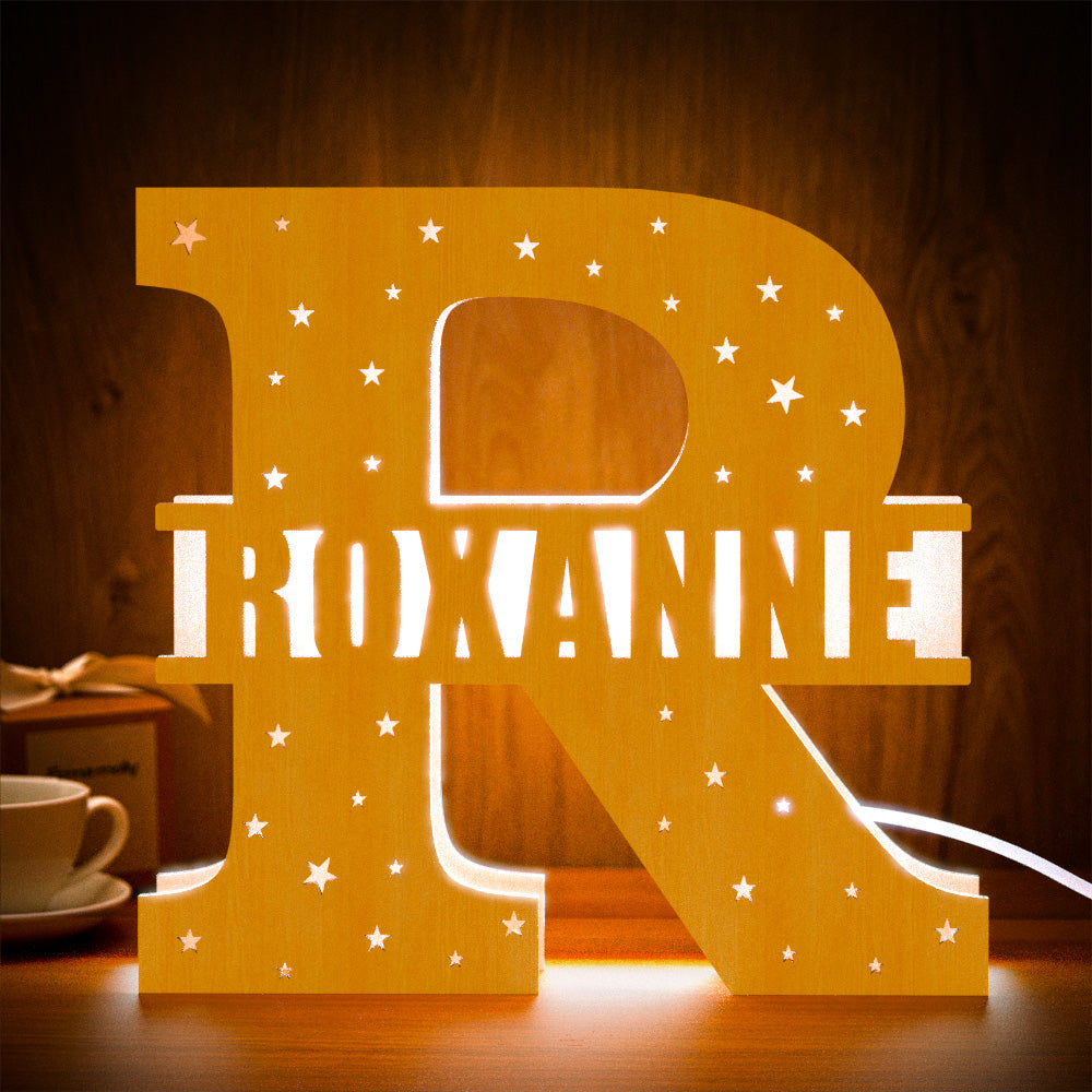Wooden Initial Name Lamp