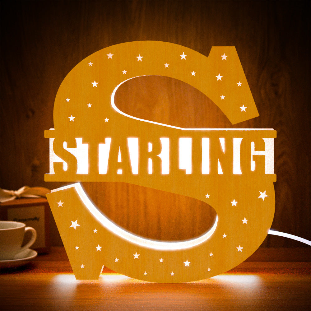 Wooden Initial Name Lamp