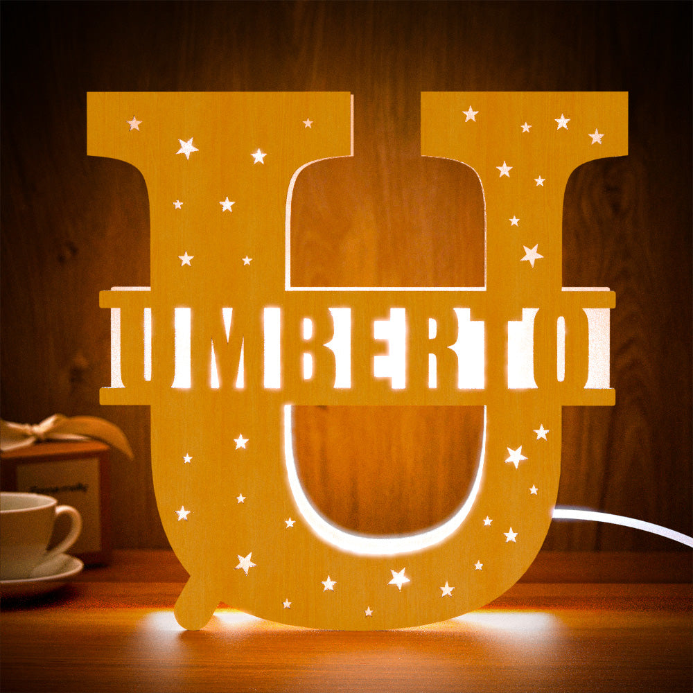Wooden Initial Name Lamp