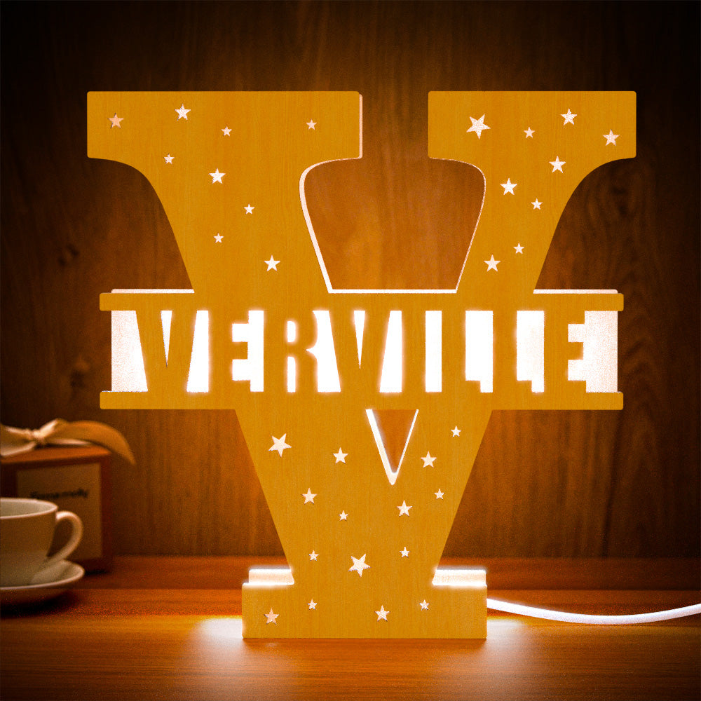 Wooden Initial Name Lamp