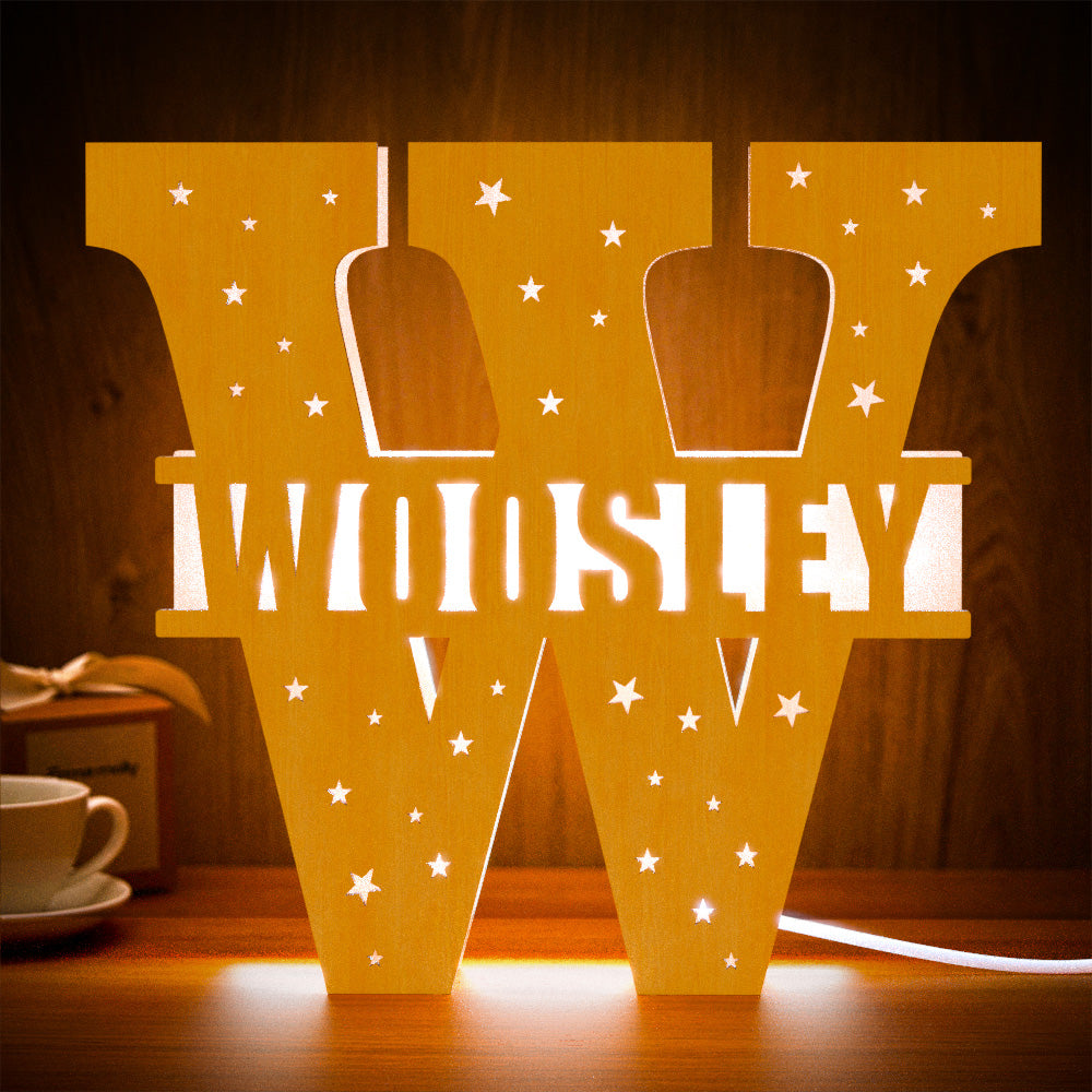Wooden Initial Name Lamp