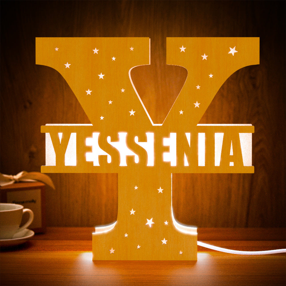 Wooden Initial Name Lamp