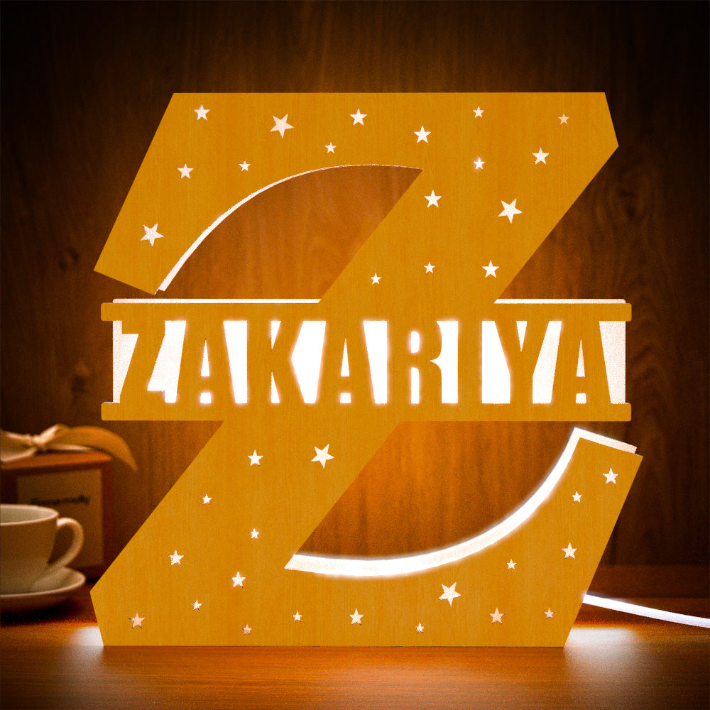 Wooden Initial Name Lamp