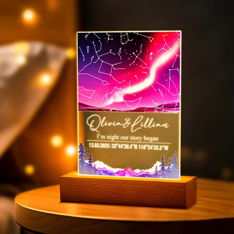 Star Map Wooden Lamp