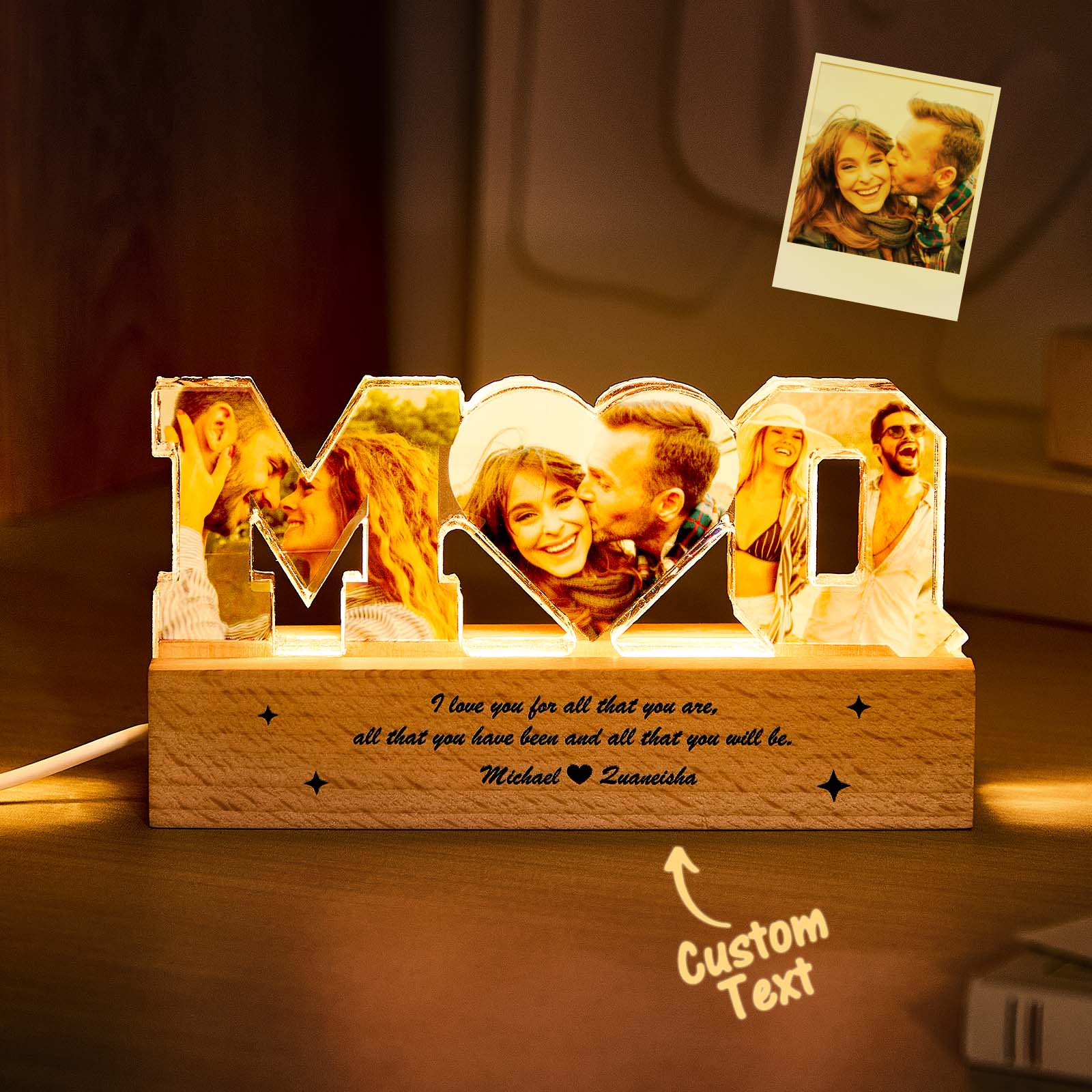 Couple Photo Collage Night Light