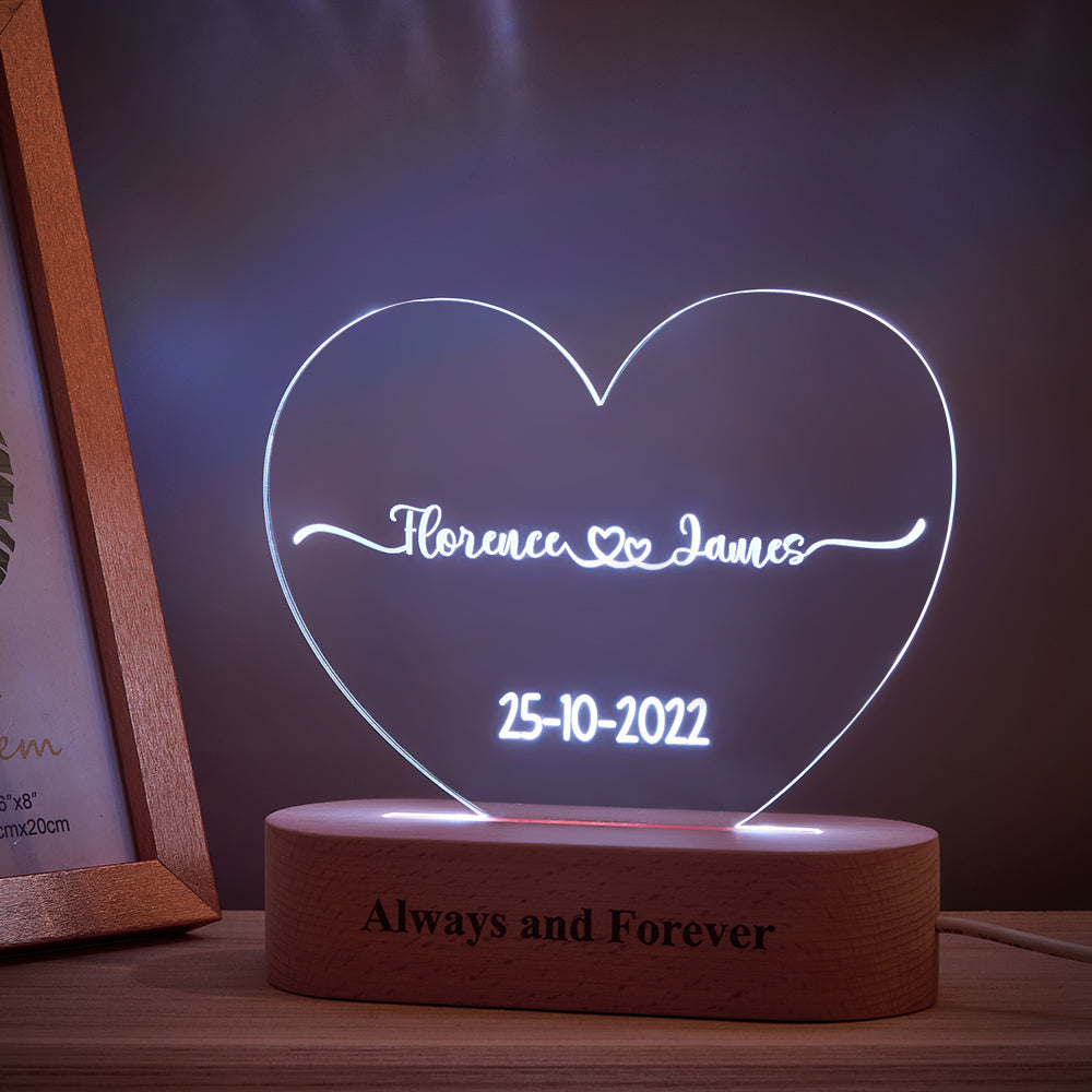 Heart Acrylic Plaque Night Light