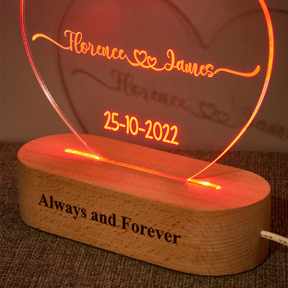 Heart Acrylic Plaque Night Light