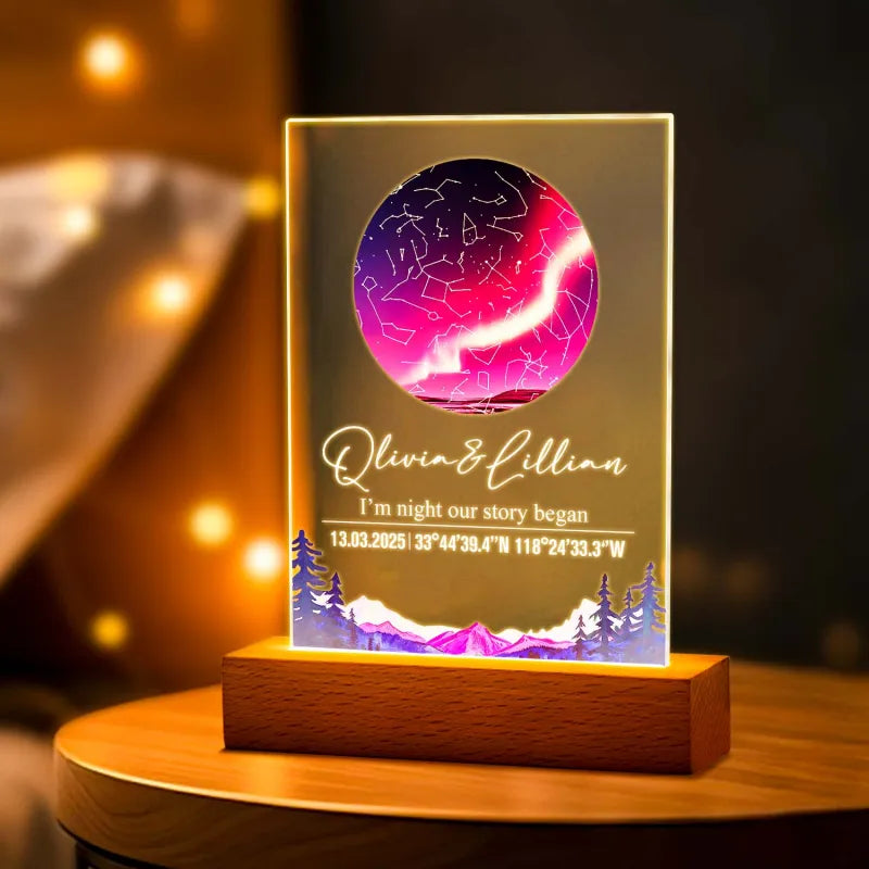 Star Map Wooden Lamp